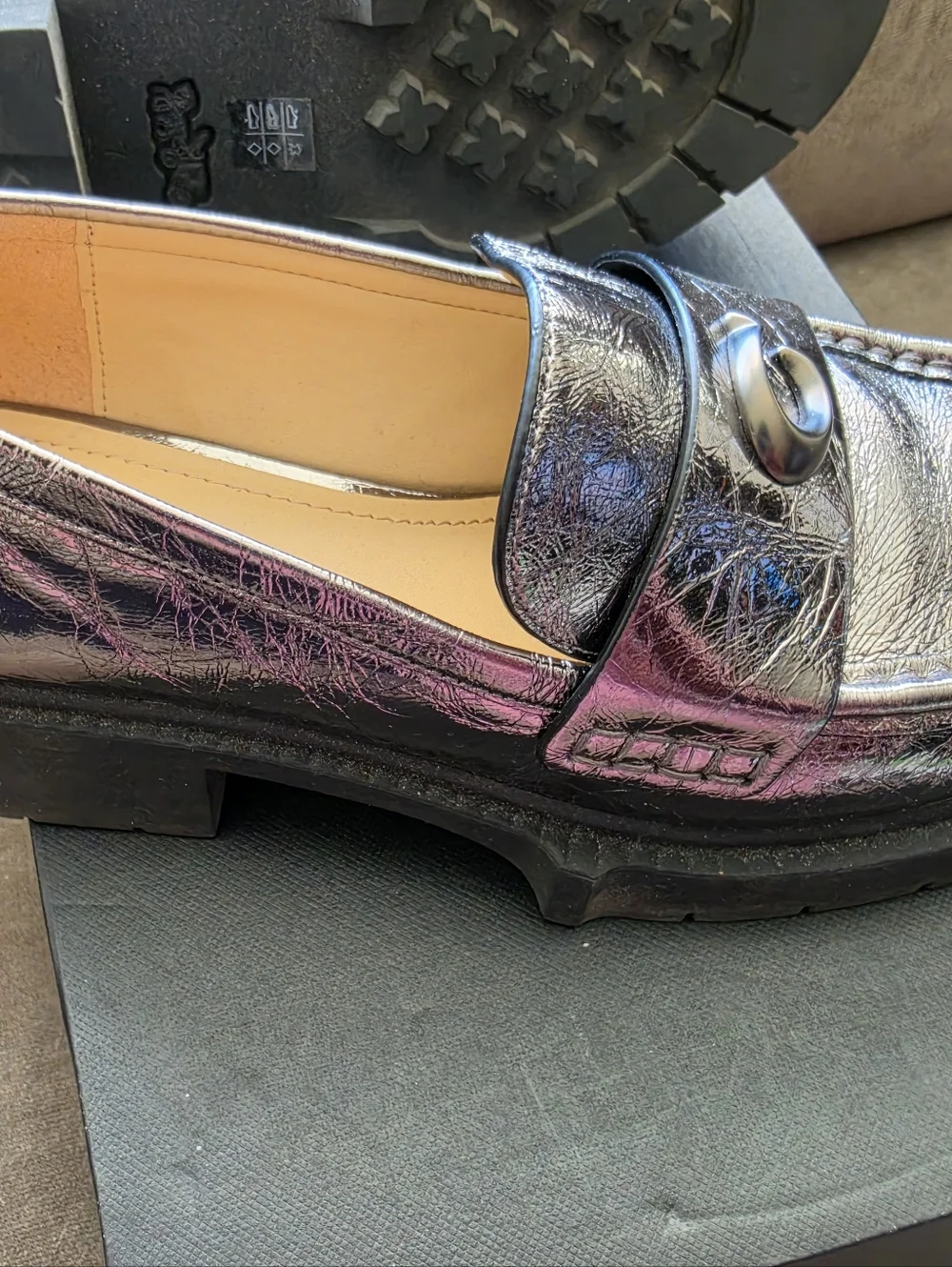 Coach Anthracite Leah Platform Loafers Size 7 - Picture 3 of 8